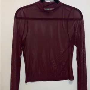 Plum Sheer high neck long sleeve top